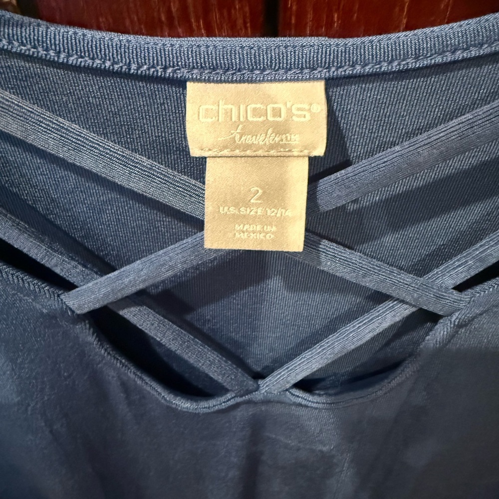 Chico's Crisscross Front Traveler’s Tunic - Slate Blue